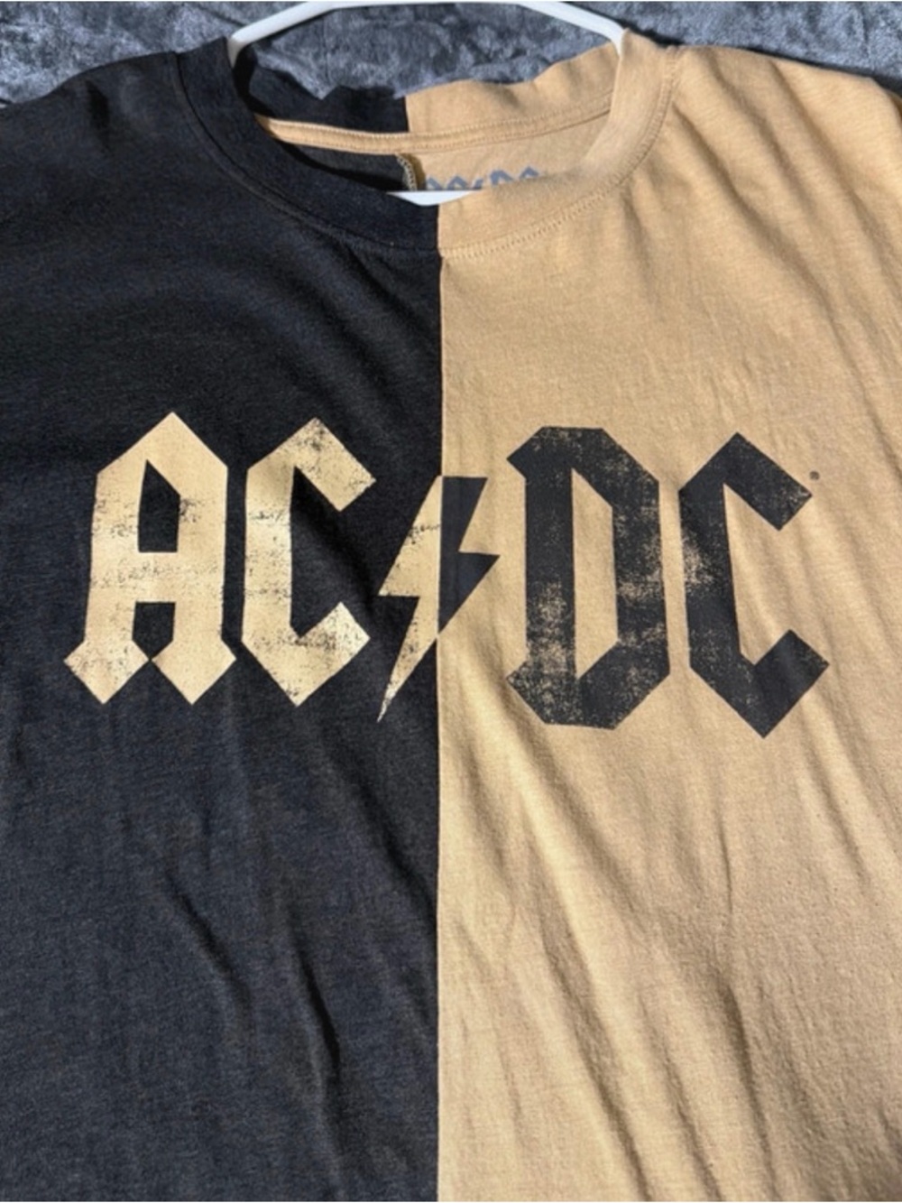AC/DC Black and Tan Split Logo Tee